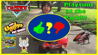 Disney Cars Lightning McQueen Power Wheels Playtime at the park - Video Review