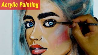 Acrylic Painting Portrait Painting Female Face | Step by Step Tutorial