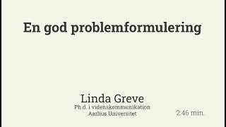 En god problemformulering