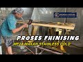 Fhinising meja makan staineliss gold miror