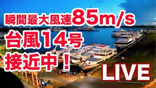 台風14号　猛烈な勢力で接近中！石垣島ライブカメラ離島ターミナル側　夜でも見える高感度カメラ導入しました！