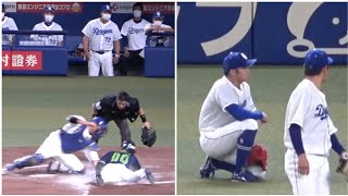 根尾のファンブルで追加点を奪われた瞬間の中日ベンチ。記録は内野安打（2022年9月21日）