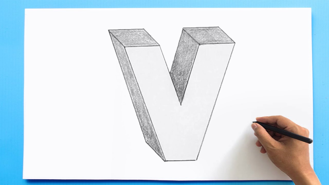 3d Letter Drawing V Youtube