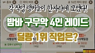 [랑쯔]▷블소 레볼루션 서버 1위 랭커 4인 밤의 바람평야 구무악 레이드 딜량 1등 OP 직업은 뭘까?