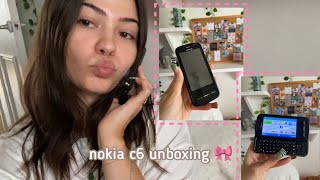 in my flip phone era 🎀 unboxing my nokia c6 slider phone ₊˚⊹♡