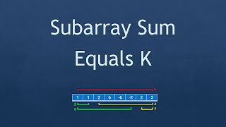 Coding Interview Problem - Subarray Sum Equals K