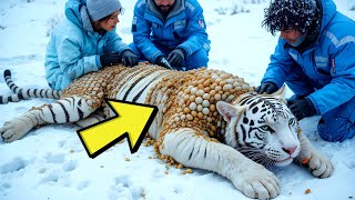 A White Tiger Injured by Millions of Barnacles was Successfully Rescued A Team