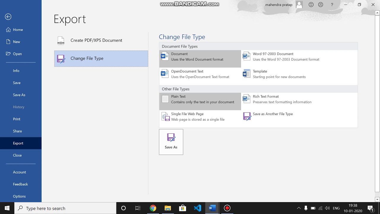 Ms Word Export Document Project Unnati Youtube
