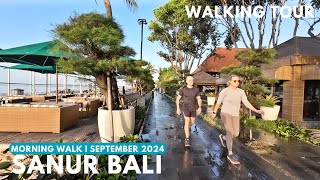 Morning Sunrise Walk at Sanur Bali Beachfront Sunny Perfect Weather | Walking Tour Bali Today 🇮🇩