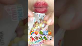 ASMR EMOJI FOOD 🌈🍑🍇🧊🍊🍫🫘🫘🦖🎲 이모지 먹방 (sped up)