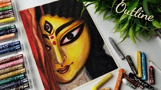 Maa Durga Drawing Easy Step by Step | Durga Mata Drawing Easy Oil Pastel #navaratri #durgapuja