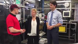 Trudeau and Wynne at Toyota.