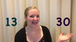 Number pronunciation - teen numbers and ty numbers (13/30) - listening and speaking practice