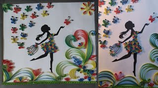 Paper Quilling/ Easy quilling girl /Paper quilling girl wall art/Home Decoration idea.
