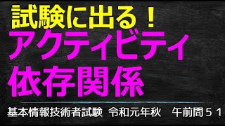 アクティビティの依存関係　マネジメント【基本情報技術者試験　令和元年秋　午前問５１】