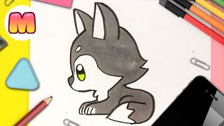 COMO DIBUJAR UN LOBO KAWAII PASO A PASO - Como dibujar un lobo aullando - animales kawaii