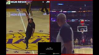 Los Angeles Lakers fan hits a half court shot and wins 100.000 dollars vs New York Knicks 21/01/2018