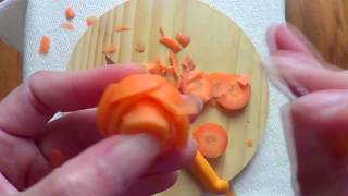 แกะสลักแครอทเบื้องต้น ดอกกุหลาบ carrot carving, food decoration