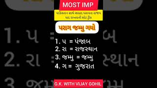 GK trick /પાકિસ્તાન સાથે સરહદ ધરાવતા રાજય યાદ રાખવાની શોટ ટ્રીક#short #viral #trendding #gk #MOSTIMP