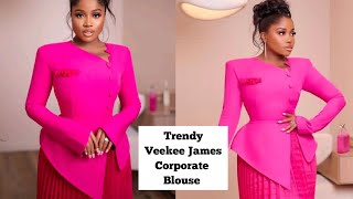 How to Cut Veekee James Corperate Blouse with Asymmetric Hemline #sewing #blouse #corset