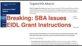 Breaking News: SBA Issues Guidance on EIDL Grants and Targeted EIDL Grants