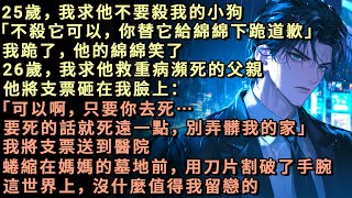 25歲，我求他不要殺我的小狗，不殺牠可以，你替它給綿綿下跪道歉。我跪了，他的綿綿笑了。27 歲時，我嫁給了滿眼都是我的男人，他卻紅著眼追到了我的婚禮現場…...