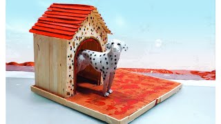 how to make a dog house | miniature dog house | ice cream sticks and cardboard craft