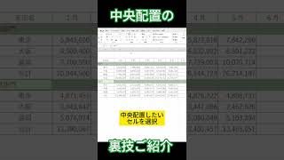 【エクセル・Excel】中央配置する時の裏技を紹介！ #shorts