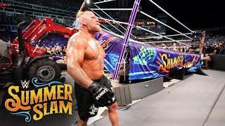 Brock Lesnar lifts the ring with a tractor!: SummerSlam 2022 (WWE Network Exclusive)