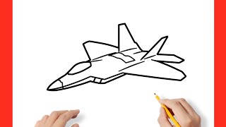 How to draw a FIGHTER JET step by step / drawing F-22 airplane easy