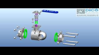 三片式高平台内螺纹球阀动画