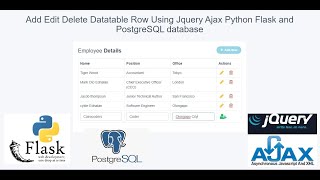 Add Edit Delete Datatable Row Using Jquery Ajax Python Flask and PostgreSQL database