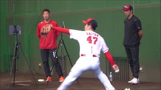 斉藤優汰投手と黒田博樹アドバイザー / 広島カープ日南秋季キャンプ2023