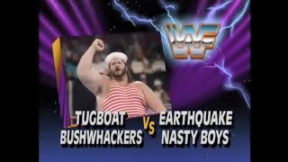 Bushwhackers \u0026 Tugboat vs Nasty Boys \u0026 Earthquake   SuperStars June 15th, 1991