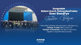 Zonguldak Bülent Ecevit Üniversitesi'nden Teşekkür Belgesi | Eren Enerji