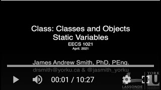 1021 Class Object-oriented programming: Static Variables