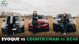 Range Rover Evoque vs MINI Countryman vs Volvo XC40 | Compact SUV Showcase 4K (2022 test)