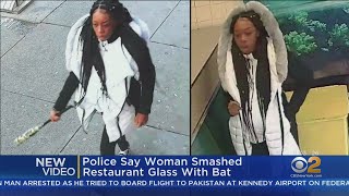 Woman With Baseball Bat Smashes Windows Of Restaurant