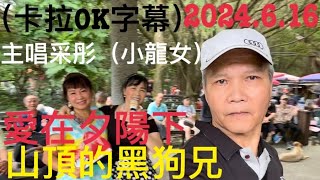 虎頭山桃信亭唱歌跳舞：（卡拉OK字幕）愛在夕陽下，山頂的黑狗兄，主唱采彤（小龍女）