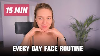 Daily Face Toning for Double Chin \u0026 Glow-Up Exercises (Morning \u0026 Night)