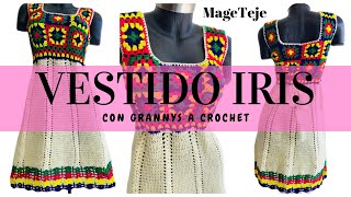 VESTIDO para niña DE GRANNYS A CROCHET | Paso a paso para tejerlo en todas las tallas | MageTeje