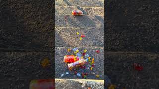 Rolling colorfull bottle on the stair 🌈👻 #asmr #crushingsoftthings #crushingcrunchythings