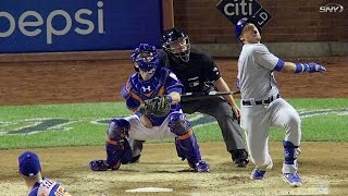 CHC@NYM: d'Arnaud gets hit on arm by Baez's backswing