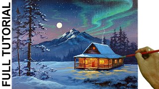 Acrylic Landscape Painting TUTORIAL / Winter Night / JMLisondra
