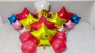 FUN CHEERS MYLAR BALLOON AND LOT'S OF COLOURFULL STAR MYLAR BALLOONS POPPING l SATISFYING VIDEO