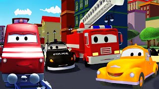 The Car Patrol, Tom the Tow Truck and Troy the Train help Car City | Trucks Cartoons for kids