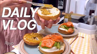 VlogㅣSpring is here🌸,Han River,shrimp broccoli pasta🍽️,marinated salmon🍣, avocado salmon bagel🥯