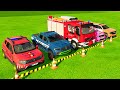 MERCEDES, CHEVROLET TAHOE & DACIA, AUDI, POLICE CARS TRANSPORTING WITH TRUCKS DELIVERY ! FS22 7