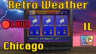 🔴 LIVE Chicago, IL Weather | Retro Weather + 90s Jazz - Relax