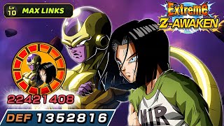 90% LEVEL 10 LINKS EZA PHY LR GOLDEN FRIEZA (ANGEL) \u0026 ANDROID #17 SHOWCASE!! (DBZ: Dokkan Battle)